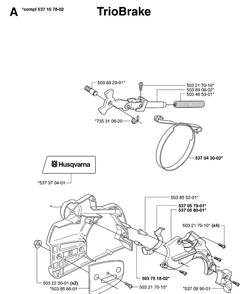 Chain Brake And Clutch Cover Diagram and Parts List for 346XP (TRIOBRAKE)(20070900001-20083600000) Husqvarna Chainsaw