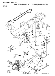 Drive Diagram and Parts List for LTH1542 (954170086-B)(2004-01) Husqvarna Lawn Tractor