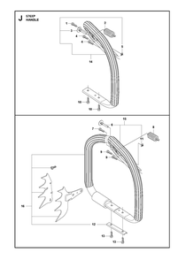 Handle Diagram and Parts List for 576XP-576XPG 576 XP W - 576 XP GW Husqvarna Chainsaw