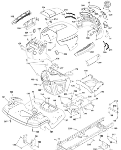 Chassis Diagram and Parts List for YTH21K46 (96045002100)(2009-08) Husqvarna Lawn Mower