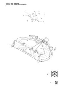 44 Inch/112cm Cutting Deck 2 Diagram and Parts List for RIDER16 (965161601)(2007-06) Husqvarna Lawn Mower