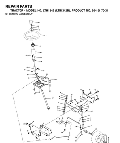Steering Diagram and Parts List for LTH1342-LTH1342B 2000-12 Husqvarna Lawn Tractor