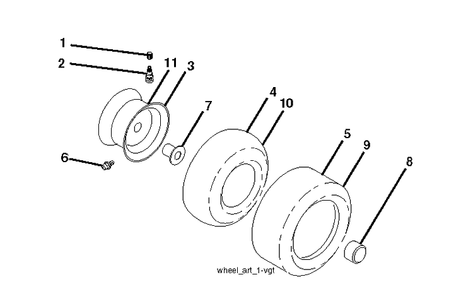 Wheels And Tires Diagram and Parts List for YTA24V48  Husqvarna Lawn Tractor
