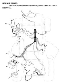 Electrical Diagram and Parts List for LT150 (954110021-E)(2003-01) Husqvarna Lawn Tractor