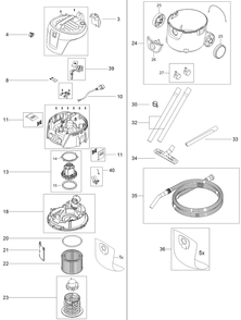 Complete Product Diagram and Parts List for WDC225  Husqvarna Canister Vacuum