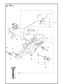 Fuel Tank Diagram and Parts List for 550XP 2013-01 Husqvarna Chainsaw