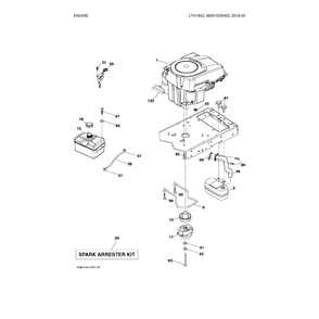 Engine Diagram and Parts List for 96041039400  Husqvarna Lawn Tractor