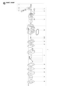 Carburetor Details Diagram and Parts List for 180BF 20084000001-Current Husqvarna Leaf Blower / Vacuum