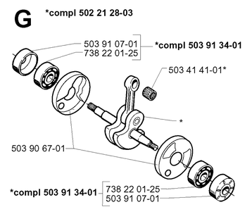 Crankshaft Diagram and Parts List for 235R 19970500001-19980100000 Husqvarna Brush Cutter