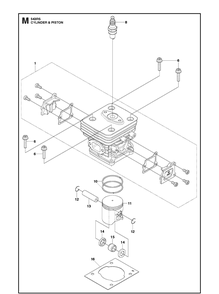 Cylinder Piston Diagram and Parts List for 543RS (967348201)(20192200001-Current) Husqvarna Brush Cutter