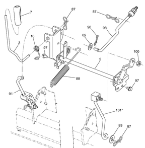 Mower Lift Diagram and Parts List for YTH2042 (96043009201)(2010-02) Husqvarna Lawn Mower