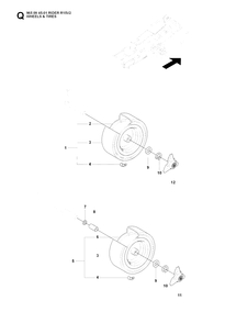 Wheels And Tires Diagram and Parts List for R15-V2 (965094501)(2007-01) Husqvarna Lawn Tractor