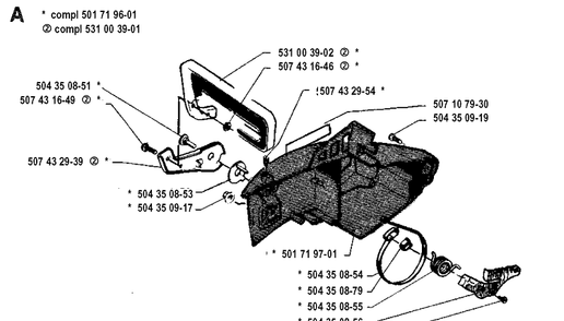 Chain Brake Diagram and Parts List for 35 19902200001-Current Husqvarna Chainsaw
