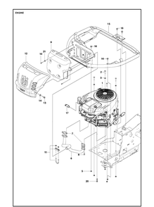 Engine Diagram and Parts List for R214T  Husqvarna Lawn Mower