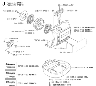 Starter Diagram and Parts List for 326HE3 (X-SERIES)(20090900001-Current)(2009) Husqvarna Hedge Trimmer