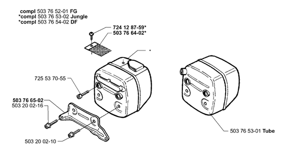 Muffler Diagram and Parts List for 365EPA 1999-11 Husqvarna Chainsaw