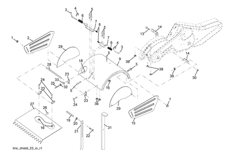 Tine Shield Diagram and Parts List for 700DRT (96093000404)(2008-11) Husqvarna Tiller