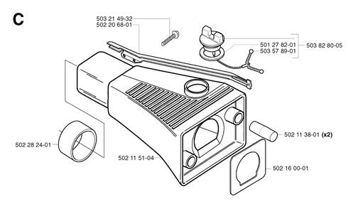 Fuel Tank Diagram and Parts List for 245RX 20023100001 & Above Husqvarna Trimmer