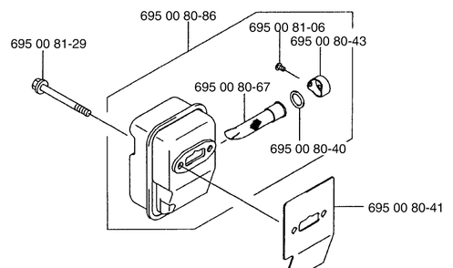 Muffler Assembly Diagram and Parts List for 125BT 2003-07 Husqvarna Leaf Blower / Vacuum