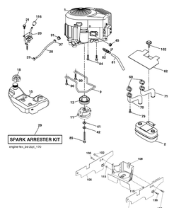 Engine Diagram and Parts List for TS146TXD (96041043600)(2019-07) Husqvarna Lawn Tractor