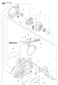 Chain Brake And Clutch Cover Diagram and Parts List for 435E 20081800001-20090400000 Husqvarna Chainsaw