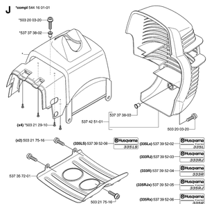 Cylinder Cover Diagram and Parts List for 335LS 20070100001-Current Husqvarna Edger