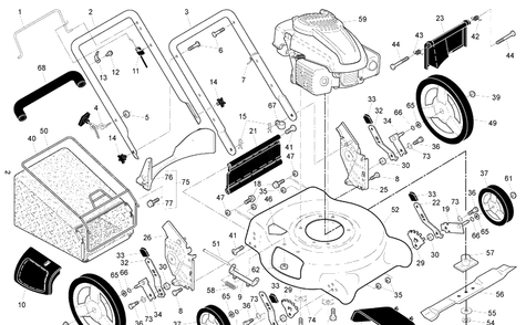 Product Complete Diagram and Parts List for 6021P (96133001100)(2010-02) Husqvarna Lawn Mower