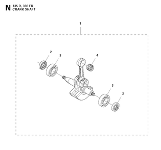 Crankshaft Diagram and Parts List for 135R  Husqvarna Brush Cutter