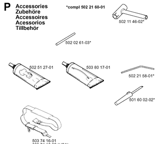 Accessories Diagram and Parts List for 225E 1997-02 Husqvarna Trimmer