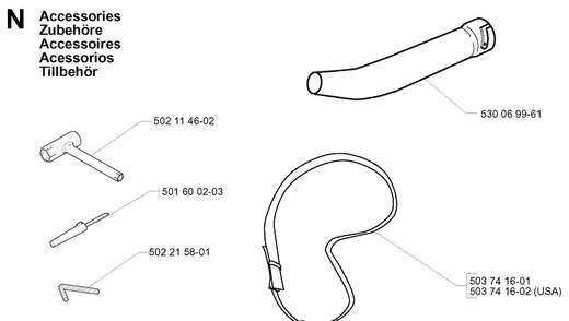 Accessories Diagram and Parts List for 225B 20012200001-Current Husqvarna Leaf Blower / Vacuum