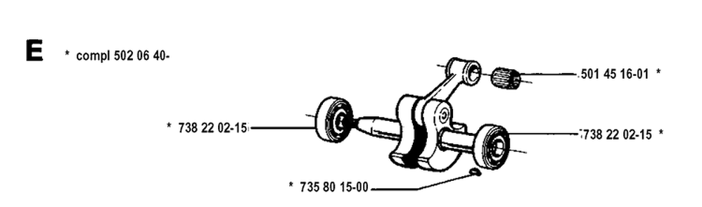 Crankshaft Diagram and Parts List for 250PS 19940600001-19960500000 Husqvarna Pole Saw