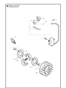 Ignition System Diagram and Parts List for 326LDX 20091800001-Current Husqvarna Edger