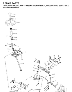 Steering Diagram and Parts List for YTH150XP (HEYTH150KA)(2003-01) Husqvarna Lawn Tractor