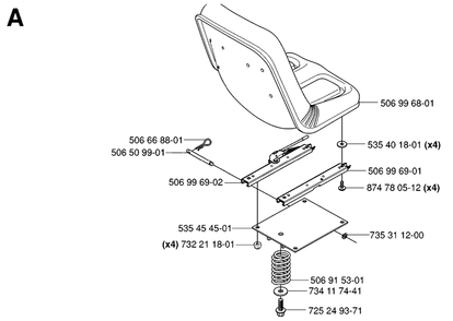 Seat Diagram and Parts List for R15-V2AWD (965080101)(2006-05) Husqvarna Lawn Tractor