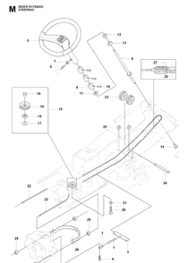 Steering Diagram and Parts List for RIDER175AWD (965105001)(2009-04) Husqvarna Lawn Mower