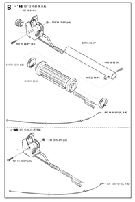 Throttle Controls Diagram and Parts List for 322R 20010500001 & Above Husqvarna Trimmer