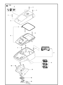 Cylinder Cover Diagram and Parts List for K760 2011-08 Husqvarna Lawn Tractor Accessories