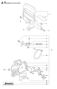 Chain Brake And Clutch Cover Diagram and Parts List for 353-353G 353E-tech-353G E-tech Husqvarna Chainsaw