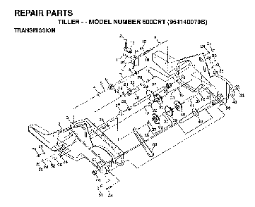 Transmission Diagram and Parts List for 600CRT (954140070B)(1999-04) Husqvarna Tiller