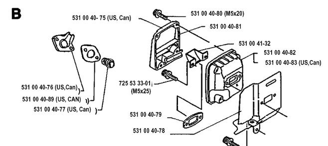 Muffler Diagram and Parts List for 120R  Husqvarna Brush Cutter