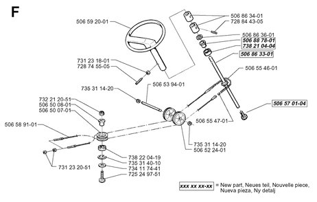 Steering Diagram and Parts List for R970HST 1998-03 Husqvarna Lawn Tractor