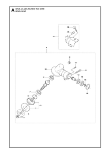 Bevel Gear Diagram and Parts List for 327LDX 20120100001-Current Husqvarna Edger
