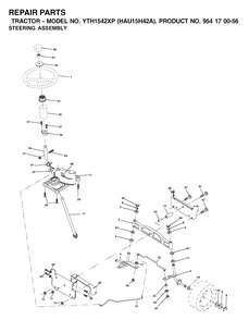 Steering Diagram and Parts List for YTH1542XP (954170056-A)(2003-01) Husqvarna Lawn Tractor