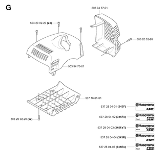 Cover Diagram and Parts List for 343F 20043100001-20064000000 Husqvarna Brush Cutter