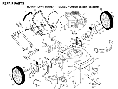 Repair Parts 2 Diagram and Parts List for 6522SH (954222718)(2001-10) Husqvarna Lawn Mower
