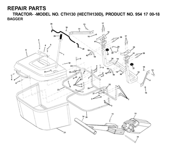 Bagger Diagram and Parts List for CTH130 (954170018-D)(2001-02) Husqvarna Lawn Tractor