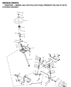 Steering Diagram and Parts List for LTH1742-LTH1742A 2002-11 Husqvarna Lawn Tractor