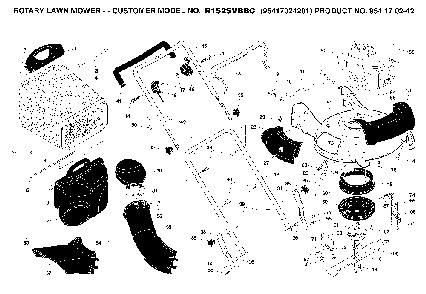 Frame And Engine Diagram and Parts List for R152SVBBC (95417024201, 954170242)(2005-02) Husqvarna Lawn Mower