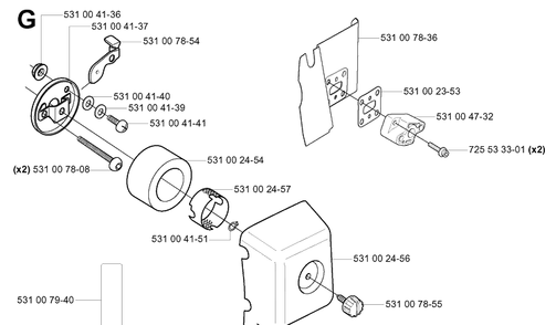 Air Filter Diagram and Parts List for 132R 20050100001-Current Husqvarna Brush Cutter