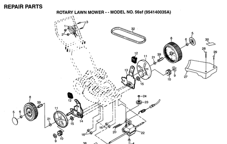 Repair Parts 2 Diagram and Parts List for 56SF (954140035)(1996-10) Husqvarna Lawn Mower
